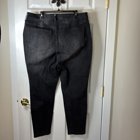Rebecca Minkoff Jeans Women 18W Crystal Embellished Straight Stretch Faded Black - Picture 4 of 13